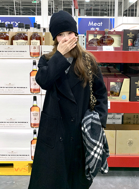 现货 赫本风黑色气质双面羊毛大衣 2C212-G20-P225-K328