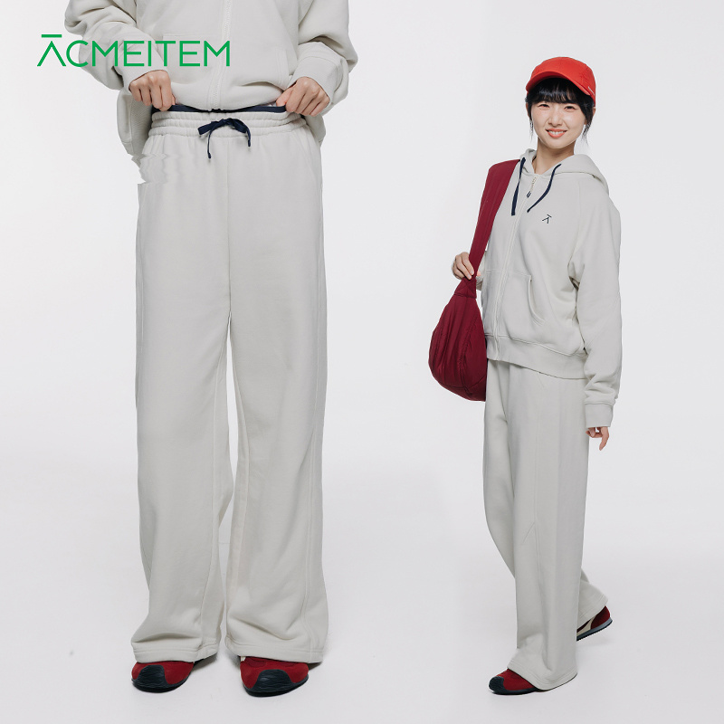 ACMEITEM爱棵米 秋冬亲子针织直筒长裤休闲保暖加绒宽松裤子女