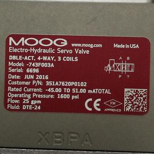 穆格 MOOG S09FOFF5VCV 比例伺服阀 743F003A