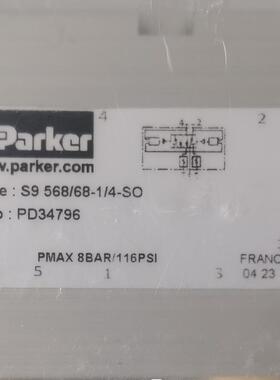 PD34796 S9568/68-1/4-SO #Parker气缸、气动阀、调压阀、传感器