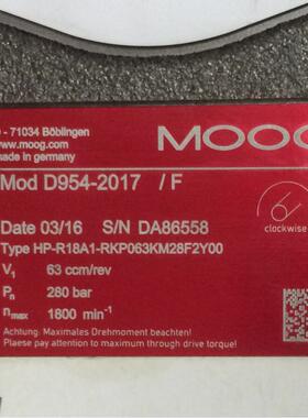 D954-2017/F HP-R18A1-RKP063KM28F2Y00 # MOOG//穆格，液压泵