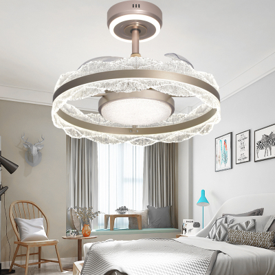 广东中山工厂直销隐形餐厅风扇灯现代简约吊扇灯全铜电机智能语音