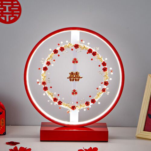 结婚台灯婚房床头灯新娘陪嫁灯红色一对喜灯长明灯卧室喜庆长明灯
