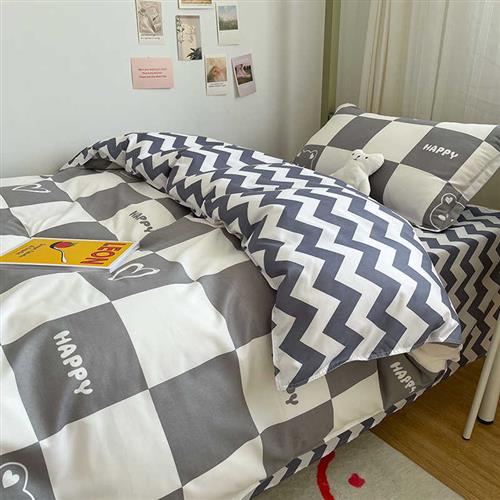 学生宿舍三件套单人床上用品寝室上下铺床单被套被子四件套被褥六