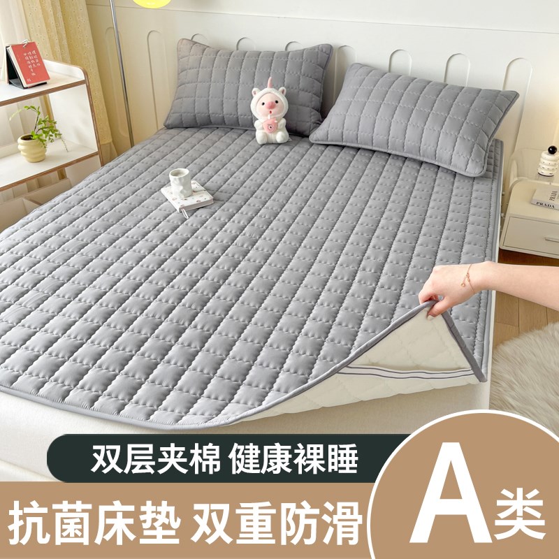 夏季纯色夹棉床盖单件四季通用2024新款榻榻米床单褥子枕套三件套