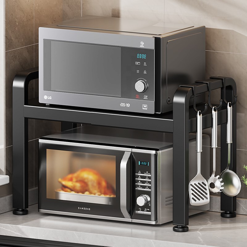 厨房微波炉架子置物架可伸缩多功能家用台面放电饭锅烤箱收纳支架