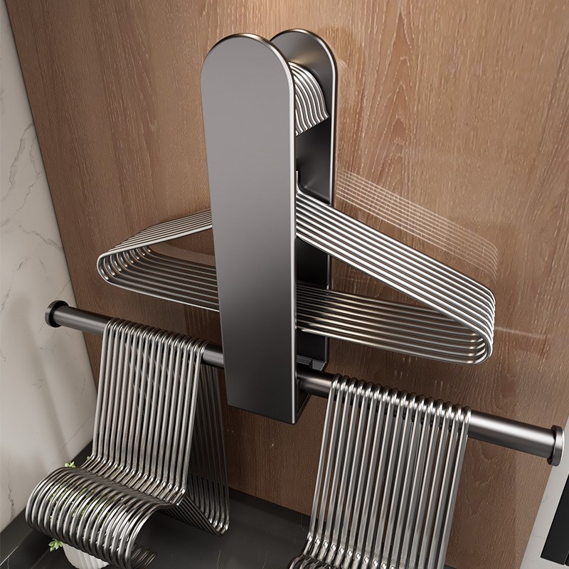 衣架收纳阳台整理架不锈钢免打孔壁挂式置物架省空间挂钩家用