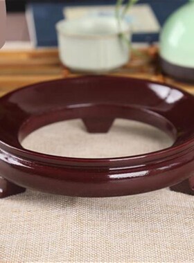 葫芦实木红色圆m形大底座水晶球蛋托小工艺品木质托架