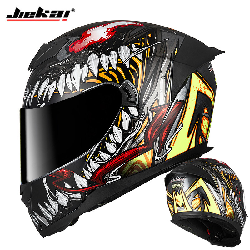 捷凯摩托车头盔男女全盔全覆式个性炫酷四季机车赛车安全帽大尾翼