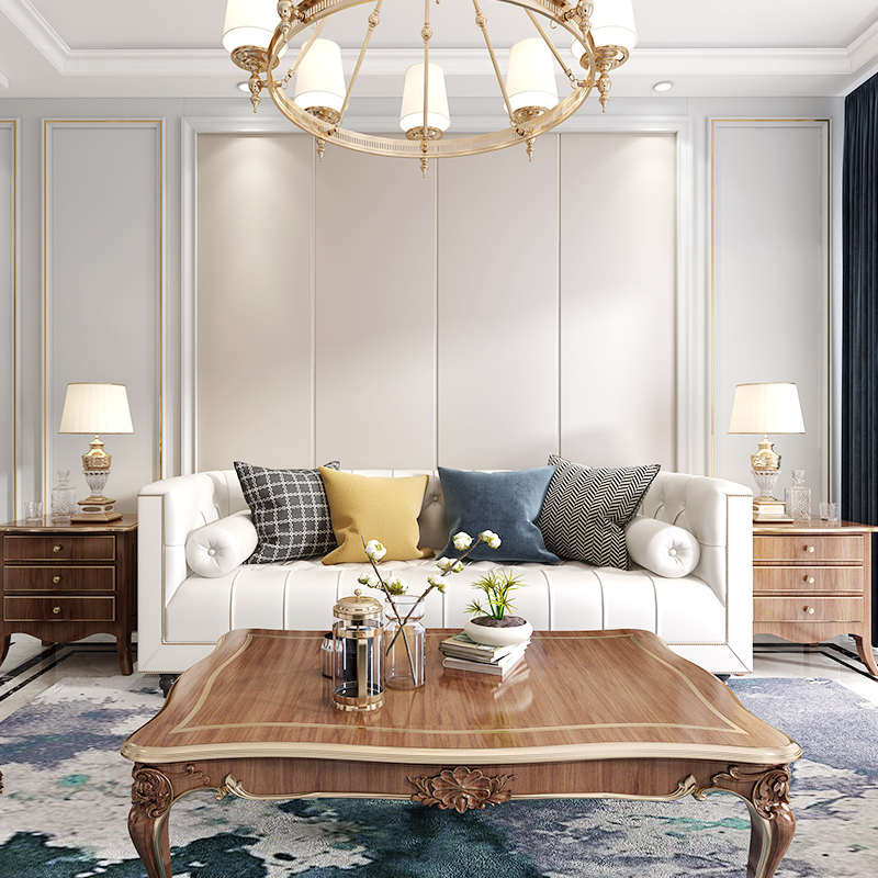 电视背景墙护墙板装饰线条边框实木浅灰色定制简约沙发墙造型框架