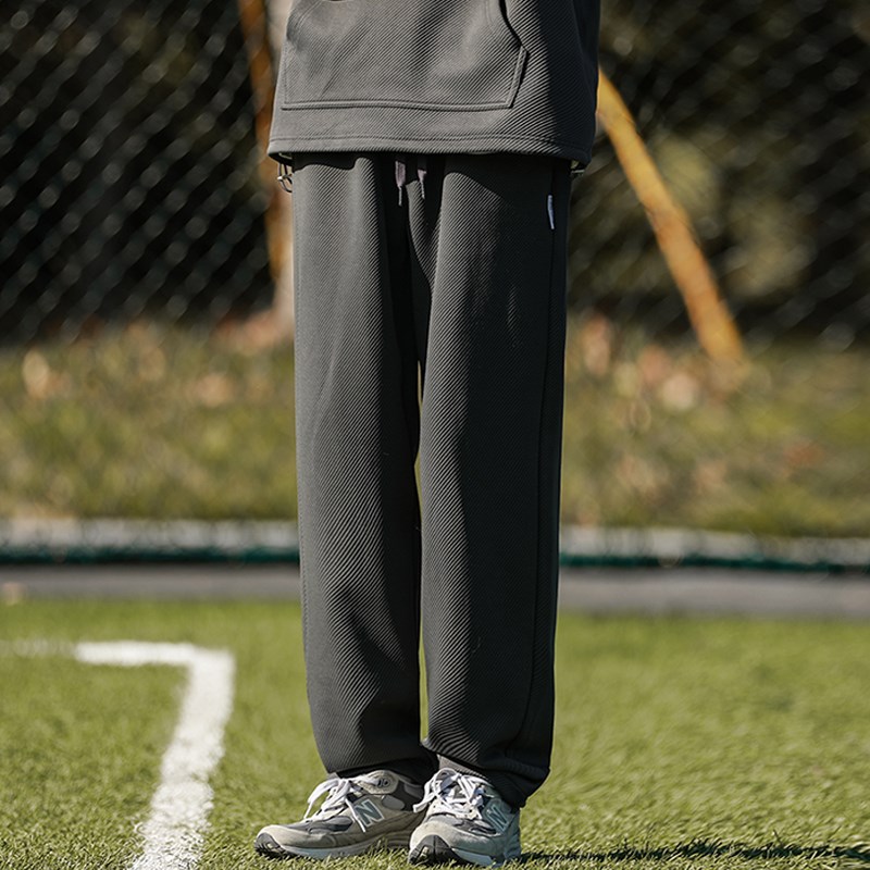 嘿马七作日系复古春男士斜纹直筒运动休闲卫裤百搭户外宽松长裤子