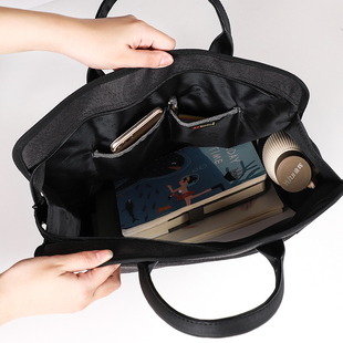 高升加宽手提文件袋商务帆布公文包办公会议袋定制拉链袋多层男女