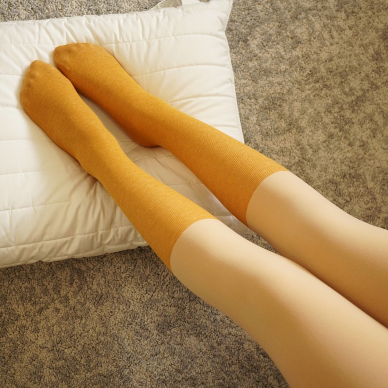 女童假两件薄绒拼接拼色款裤袜儿童光腿神器春秋加绒打底裤袜新款