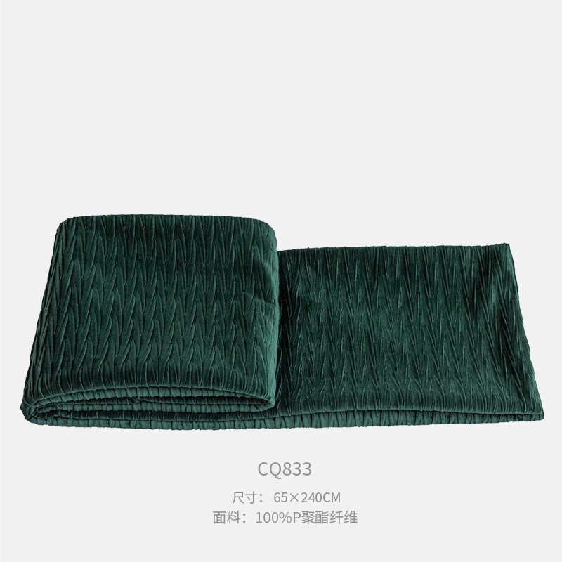 色系绿床旗抱枕组合棉麻流苏搭毯儿童房样板间床品酒店民宿床尾巾