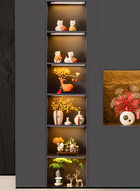 现代高档轻奢招财新中式酒柜装饰品摆件客厅玻璃柜子餐边柜套装