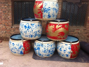 16寸青花瓷水鼓 三用鼓 18寸木制水鼓龙鼓 20寸牛皮龙鼓 大鼓堂鼓