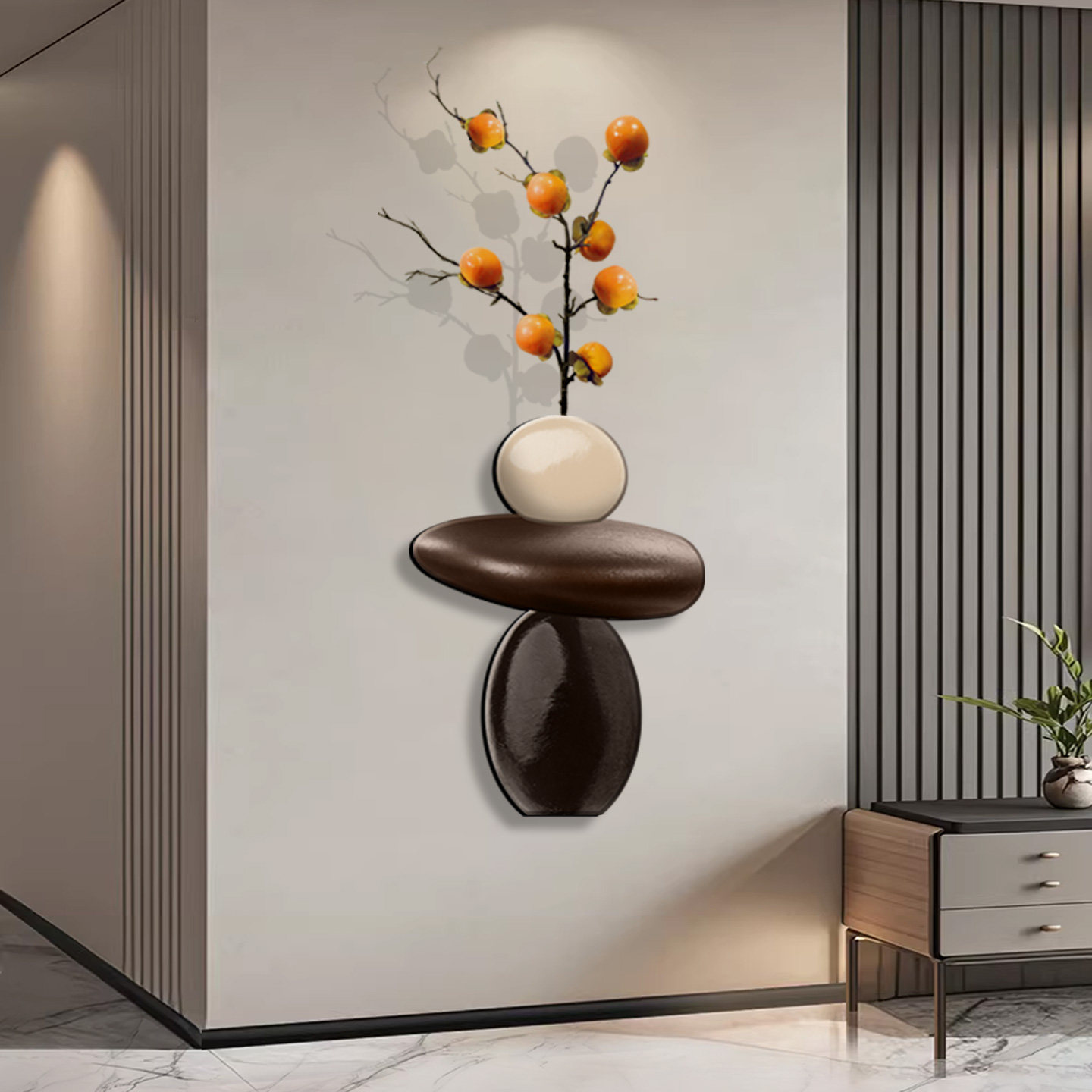 现代简约石来运转客厅电视背景墙装饰画餐厅挂画意式极简转角挂件