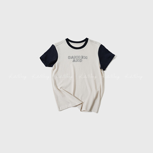 KOKO T恤N2406C02T42 WANG春夏极简风撞色拼接前字母显瘦百搭短袖