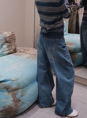 KOKO WANG早春时尚水洗前中线立体剪裁显瘦百搭牛仔裤N7045L29K01