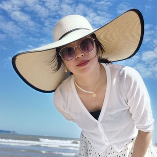 超大帽檐b草帽大頭圍女夏季 百搭寬 防曬遮陽帽海邊度假沙灘帽時(shí)尚