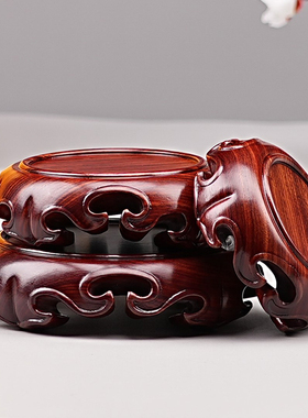 红檀木香炉底座创意家用实木工艺如意檀香沉香台座托底座摆件托架