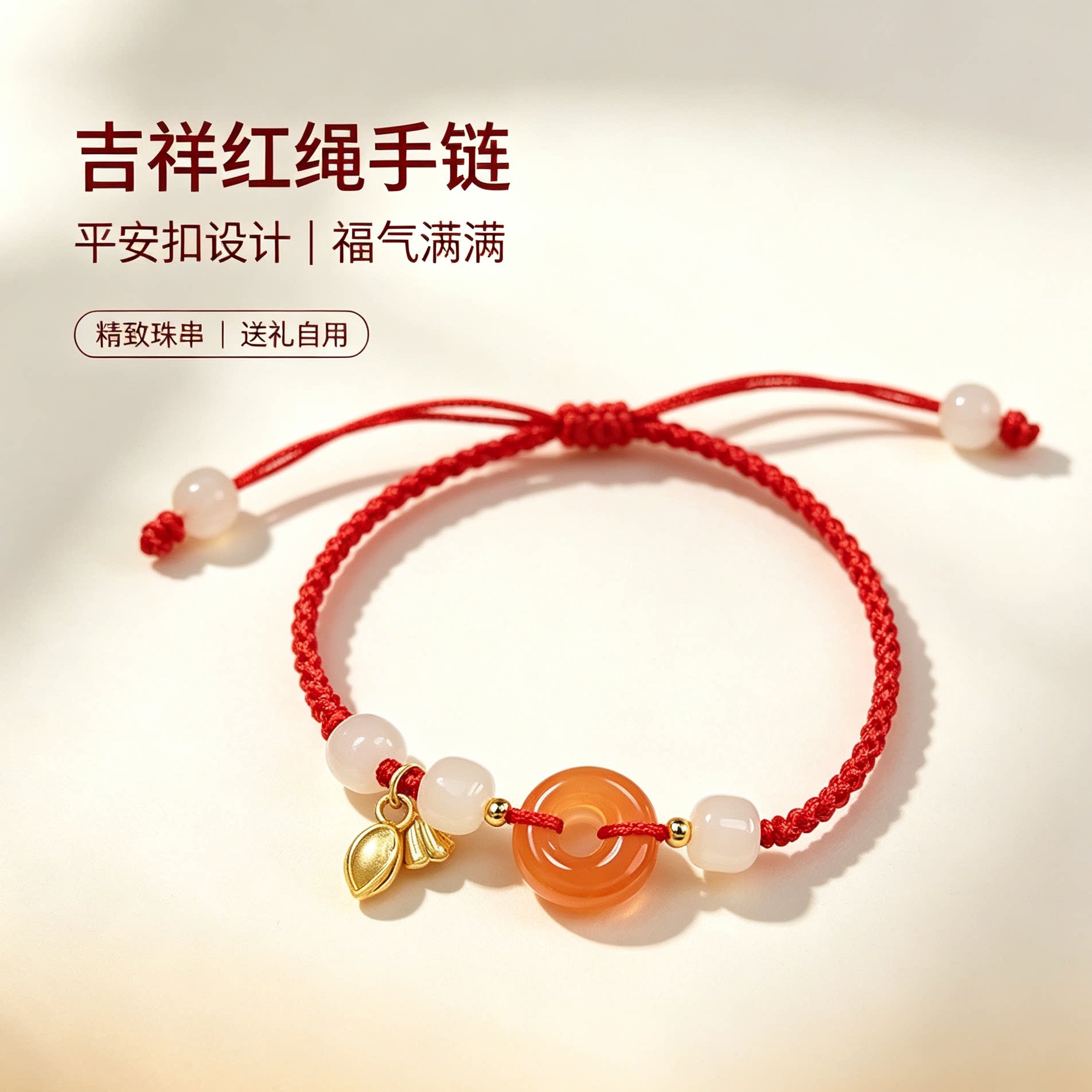 莲蓬平安扣红绳手链手绳手工编织闺蜜情侣编绳古风如意小众设计