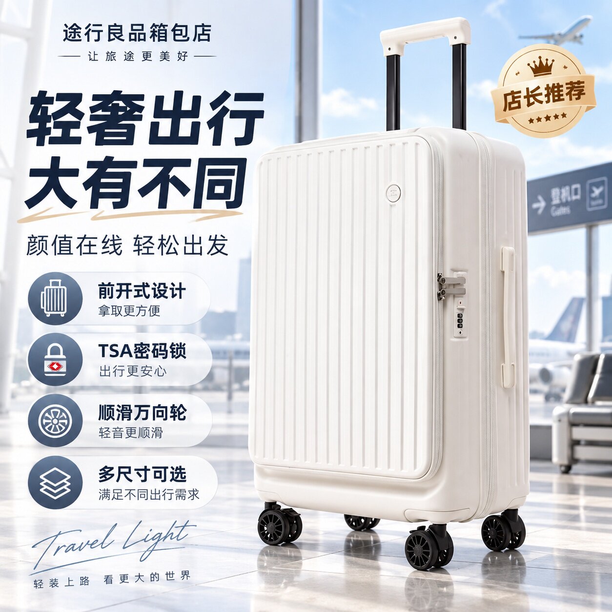 三件套侧开口可扩展20寸登机箱