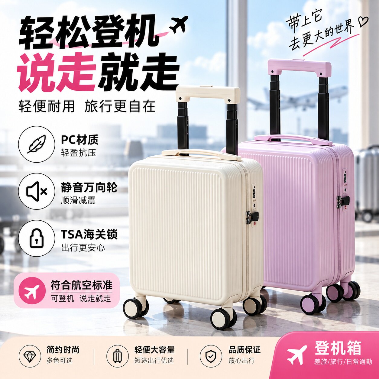 16寸迷你超轻耐用密码登机箱女