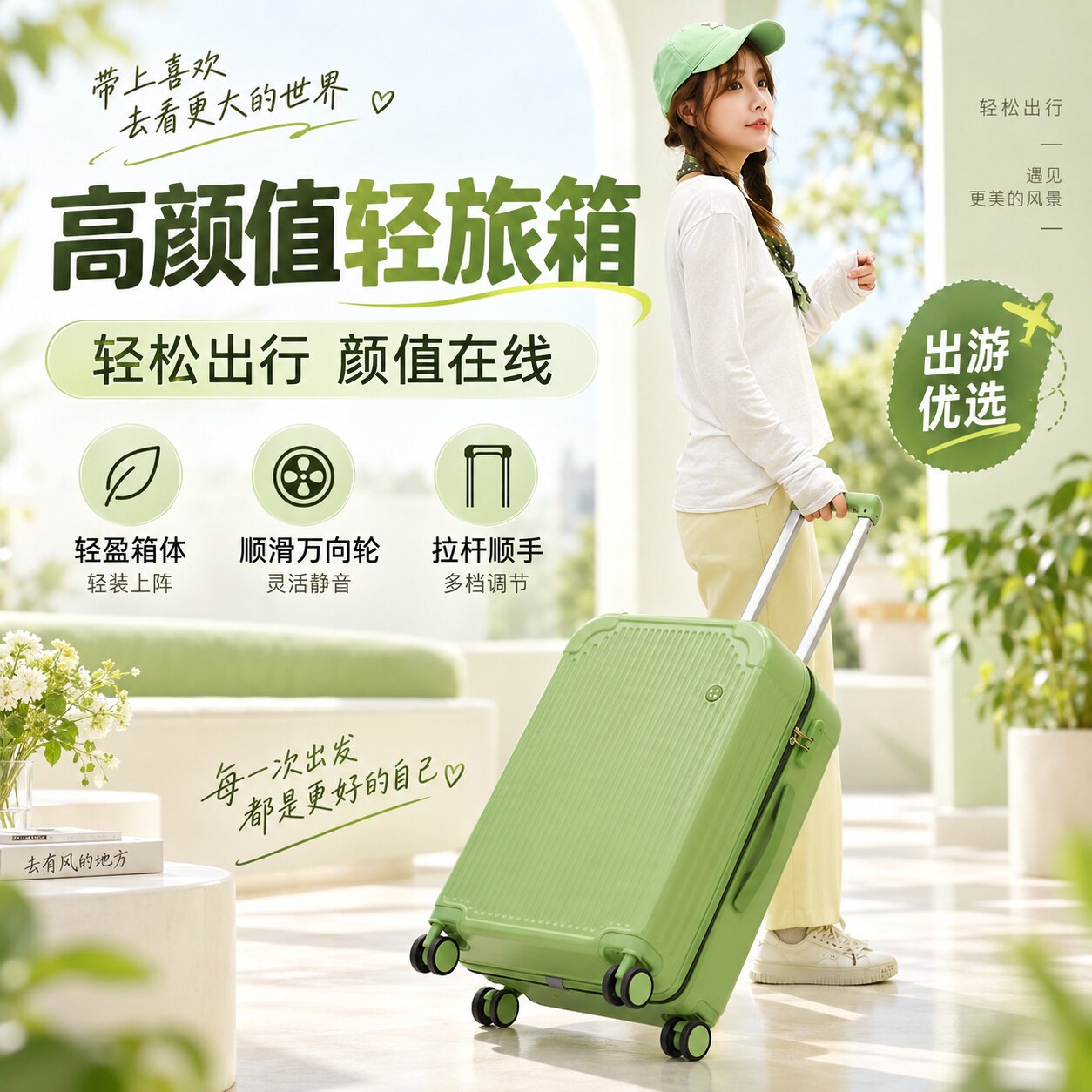 高颜值静音万向轮大容量行李箱