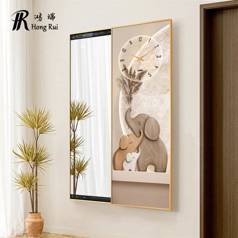 轻奢隐藏穿衣镜卧室全身镜高档烤瓷晶瓷装饰画T镜子可遮挡电表箱图片