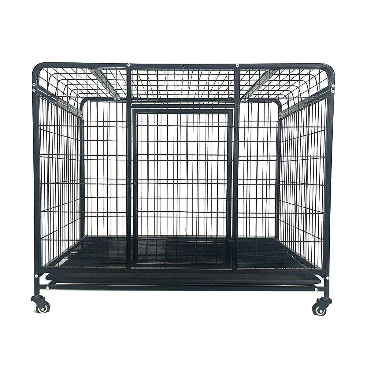 乐丰笼具圆顶方管笼黑色款中号双开门宠物笼跨境出口