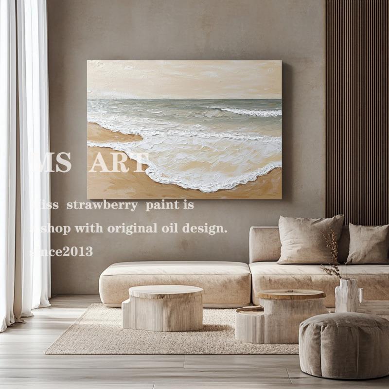 顺丰MS纯手绘油画|岛上|抽象海浪风景客厅玄关酒店装饰画民宿走廊