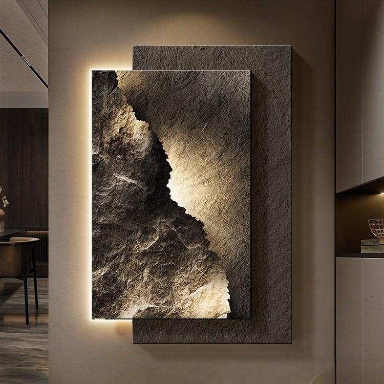 现代轻奢玄关装饰画抽象艺术砂岩肌理挂画高级感大气走廊过道壁画