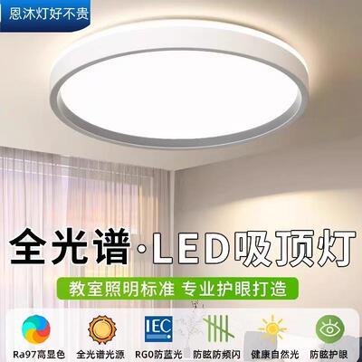全光谱卧室灯吸顶灯高亮led吸顶灯简约现代房间书房卧室灯中山灯