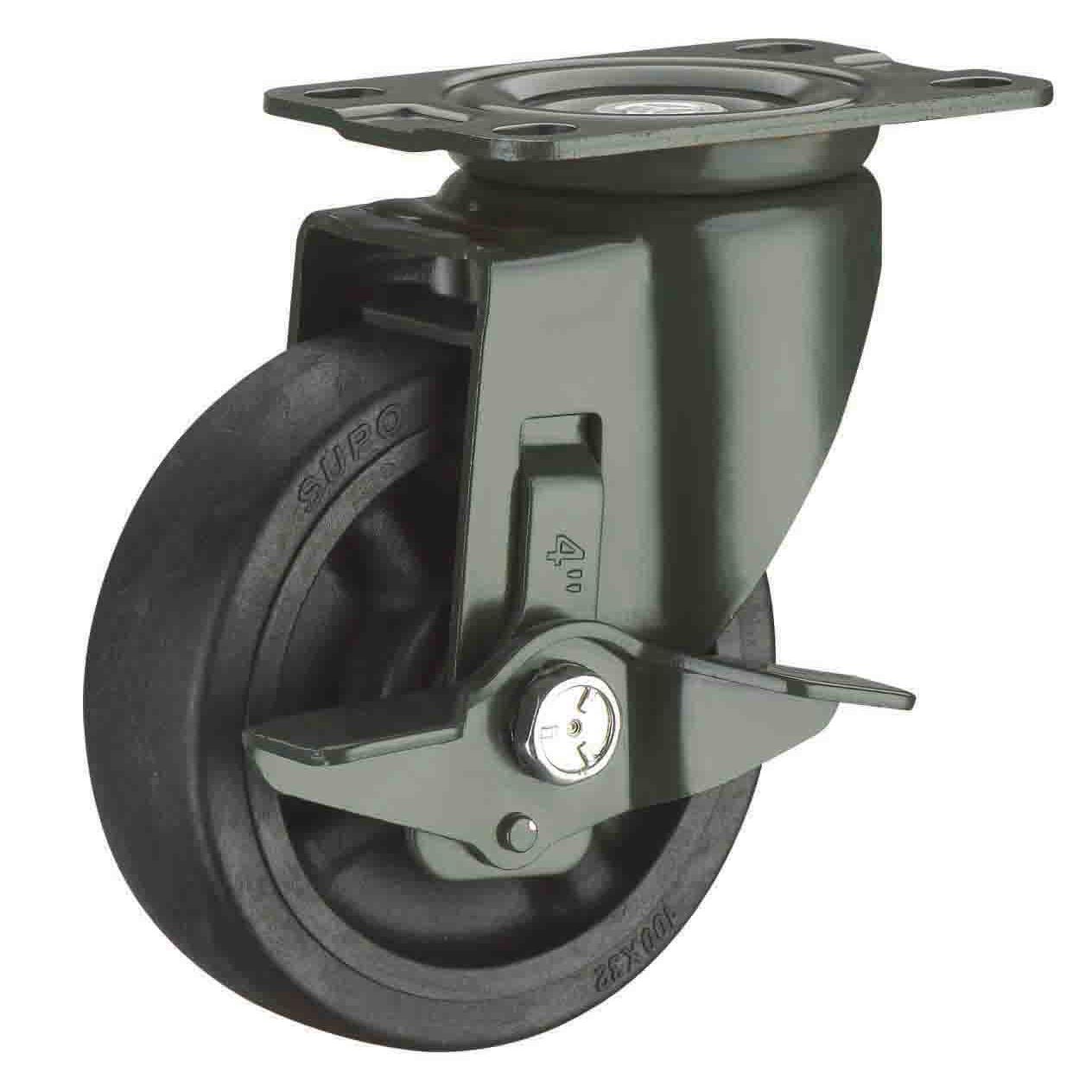 耐高温260度尼龙PA万向脚轮SUPO向荣3寸带边刹车J03S-01C-75-652