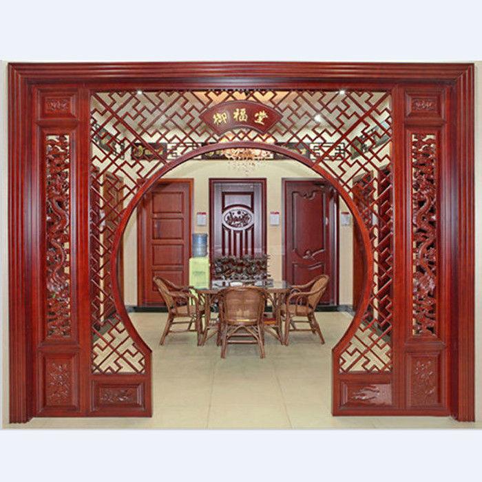 镂空新中式客厅屏风玄关隔断月亮门仿古实木花格木格栅月洞圆拱门