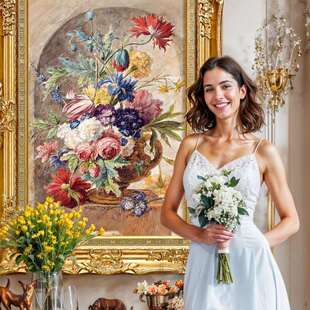 玄关装饰画古典玫瑰花卉竖版书房走廊欧式简欧挂画大芬村油画