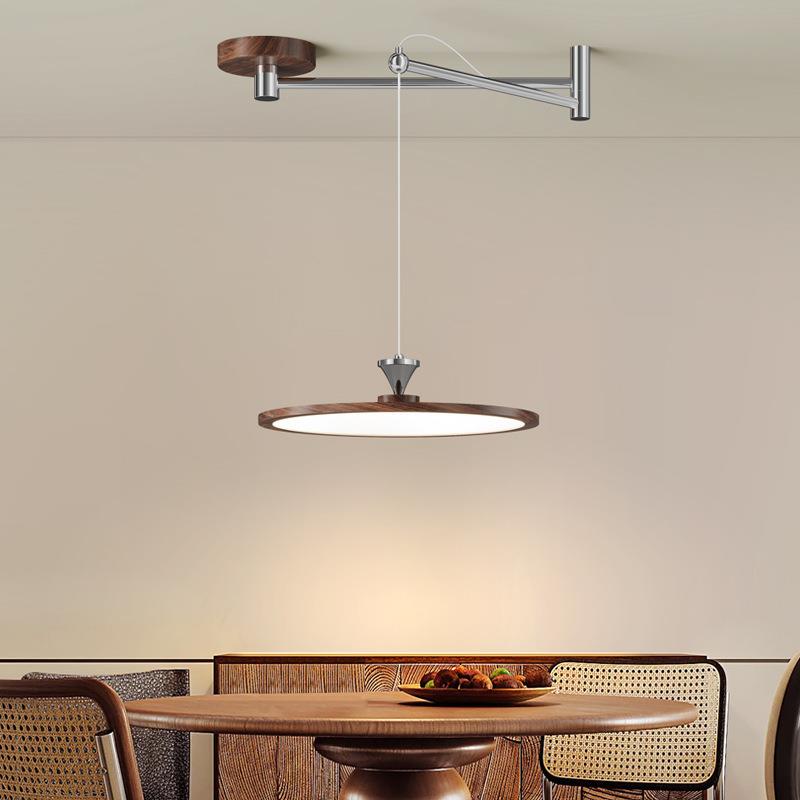 2025新款创意飞碟餐厅吊灯摇臂可位移餐桌主灯法式中古风吧台灯具