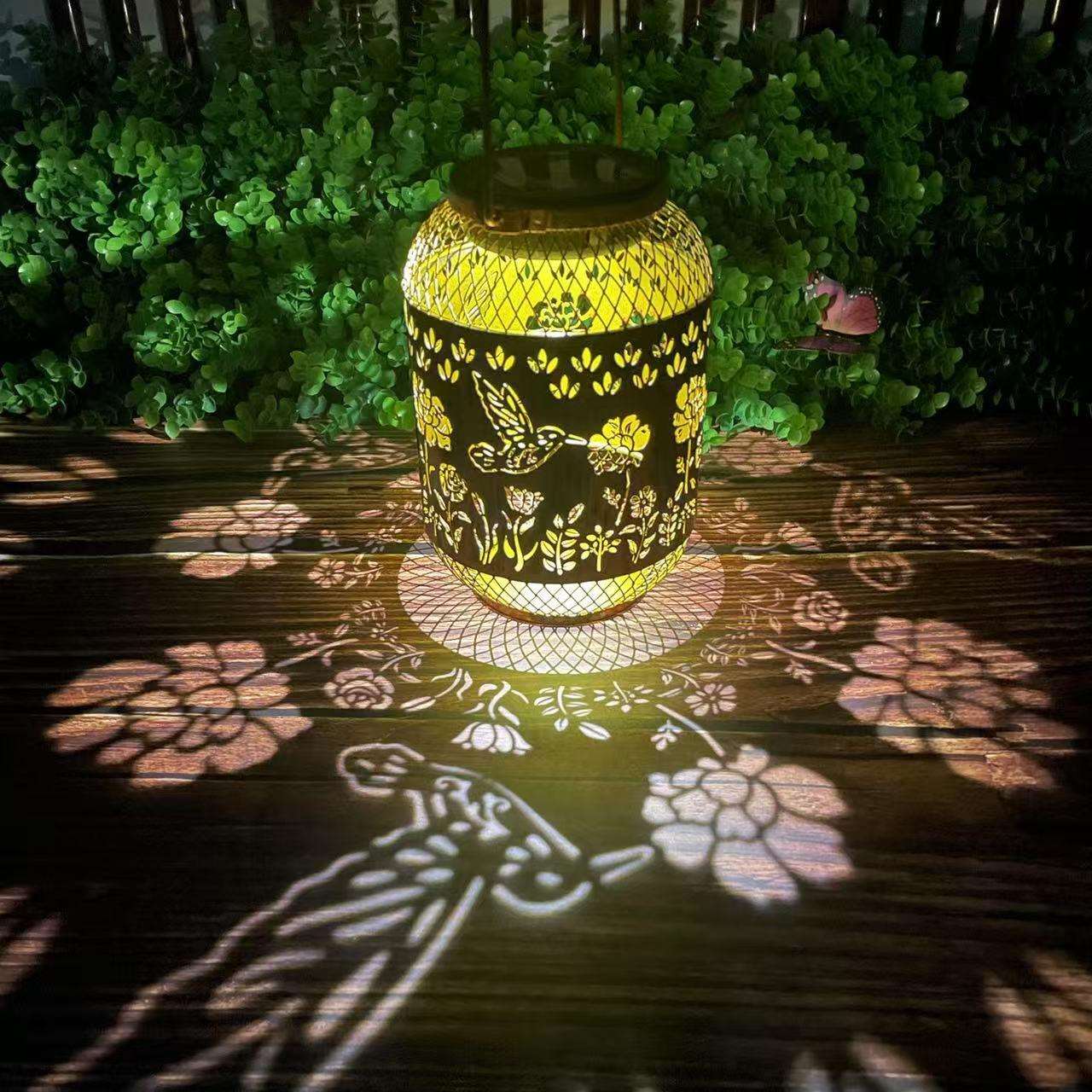 太阳能灯镂空铁艺造景飞鸟灯笼户外庭院装饰挂灯阳台氛围灯led灯