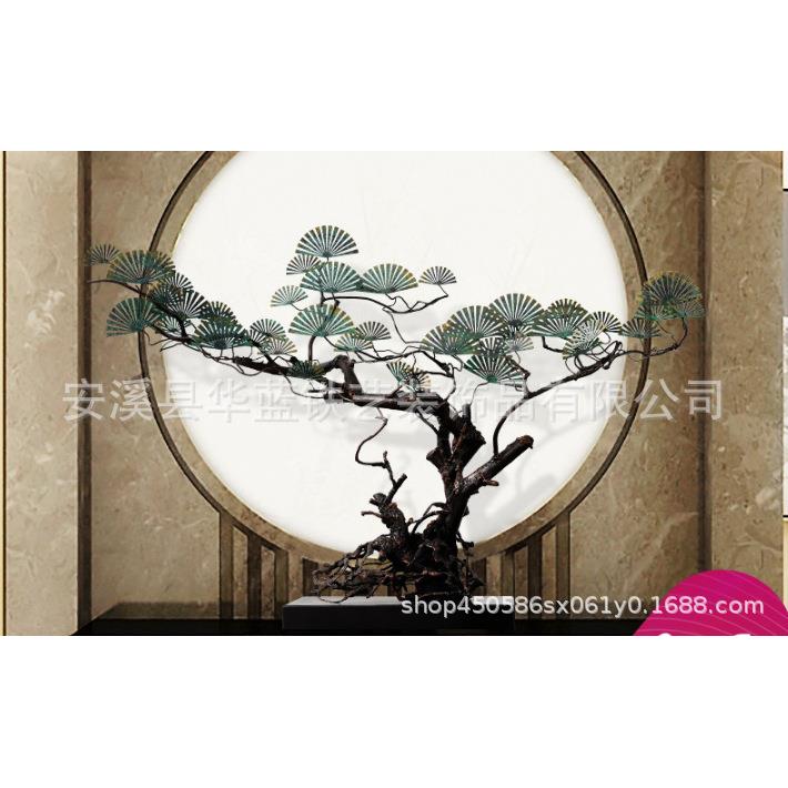 新中式仿真迎客松金属摆件酒店大堂客厅书房玄关装饰铁艺雕塑摆设