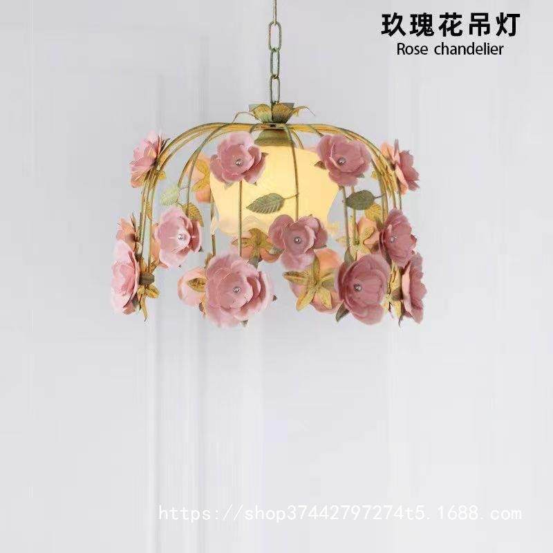 法式吊灯田园奢华卧室餐厅灯具温馨浪漫公主灯女孩房陶瓷装饰灯饰