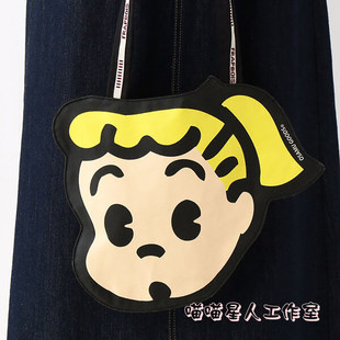 日系可爱卡通园田小女孩大容量便携单肩包小狗购物袋手提帆布包潮