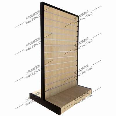 双面槽板架钢木货架精品店展示架黄木纹层距可调节槽板架多色可选