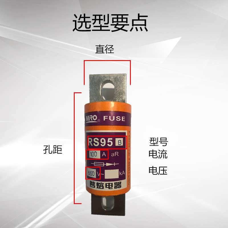 MRO茗熔圆管螺栓快速熔断器RS95B50A/100A/150A/200A/250A 高分断