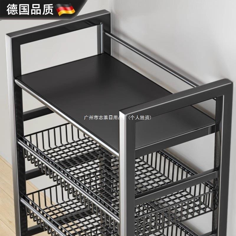 德国收纳架厨房架子简易多层菜篮子置物架可移动多功能货架家用