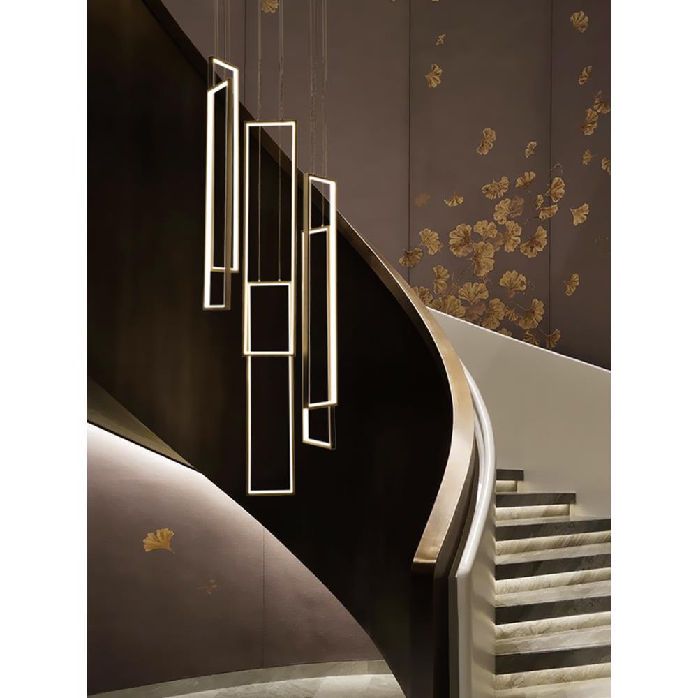 楼梯吊灯简约现代北欧客厅轻奢创意别墅极简店铺商用复式楼大吊灯