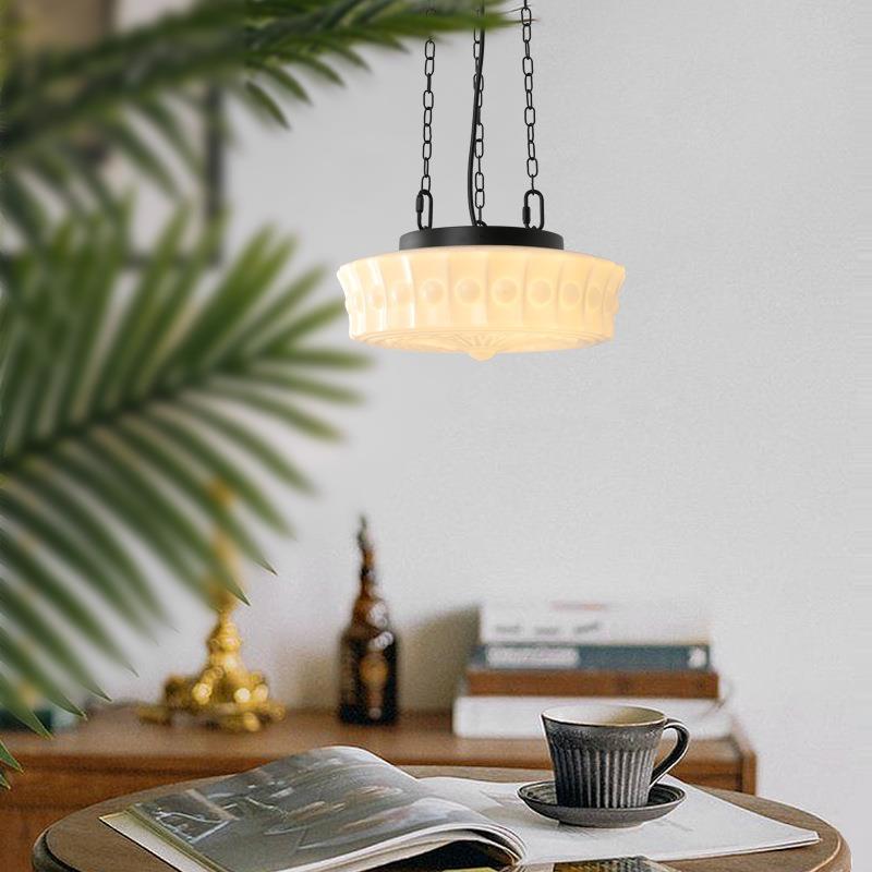 法式复古卧室吸顶灯美式简约顶灯主卧室灯奶油风玻璃中古餐厅吊灯