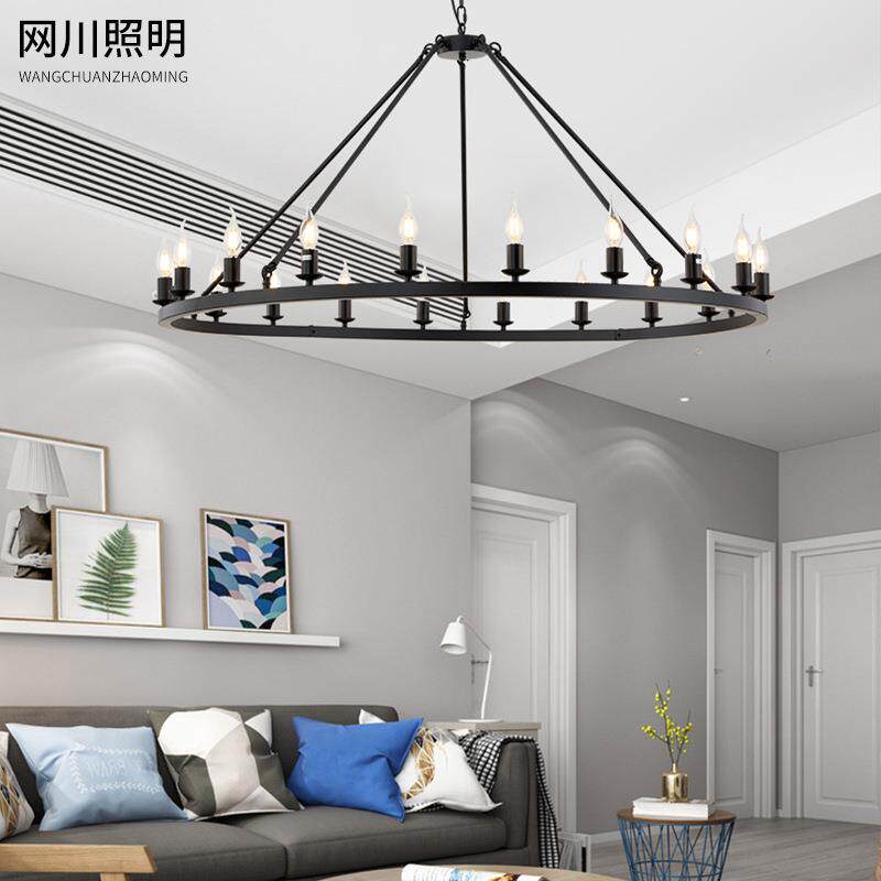跨境复古美式吊灯 20头铁艺 loft工业风酒吧客厅蜡烛吊灯工业吊灯
