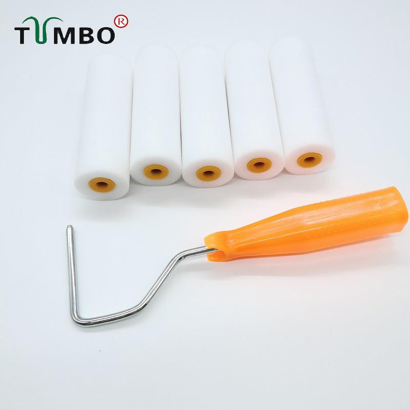 工厂直销TUMBO4寸海绵滚筒刷高密度油性海绵耐溶剂刷墙改色补漆刷