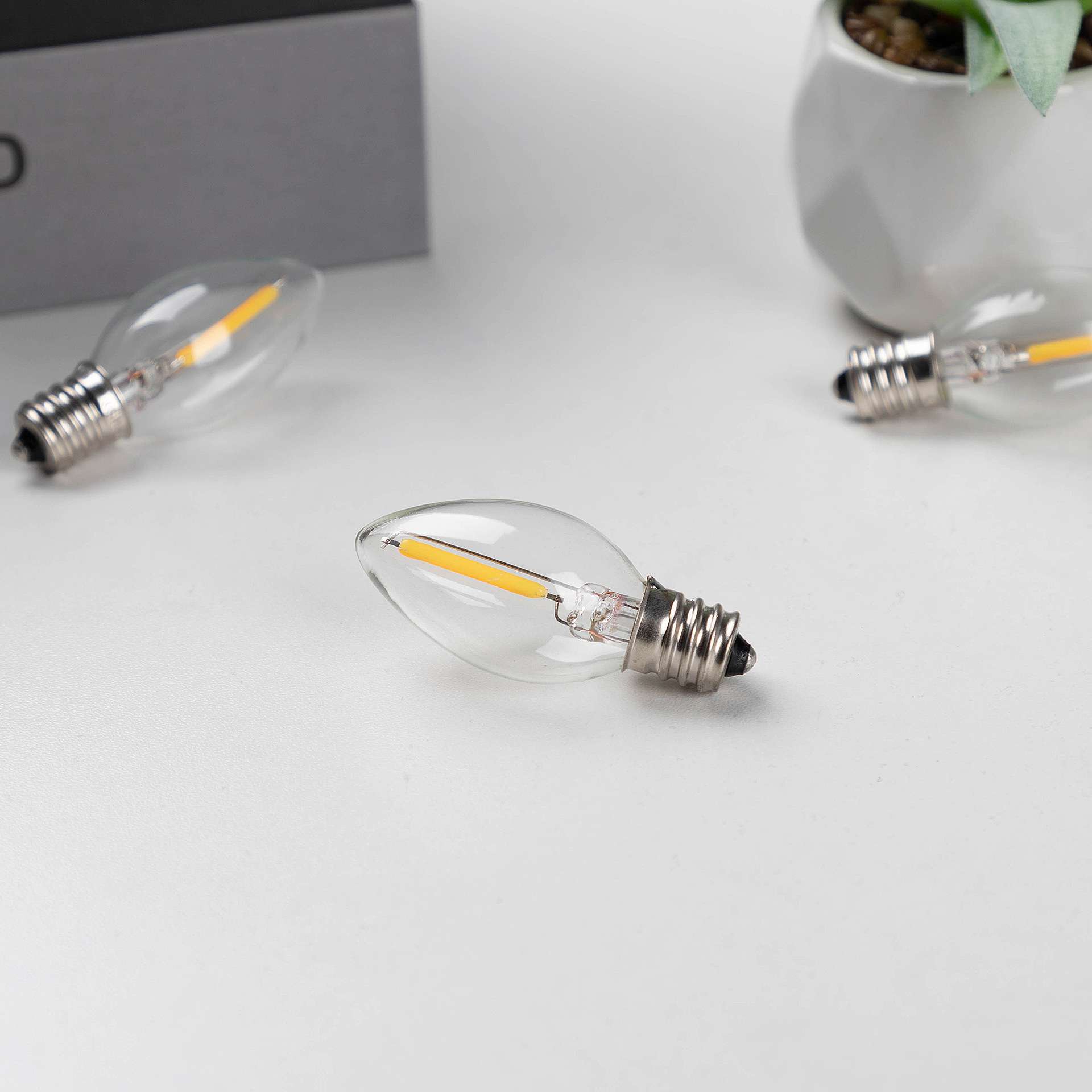 C7LED小灯泡 迷你台灯泡复古仿钨丝E12螺口蜡烛灯丝灯25个装佛灯